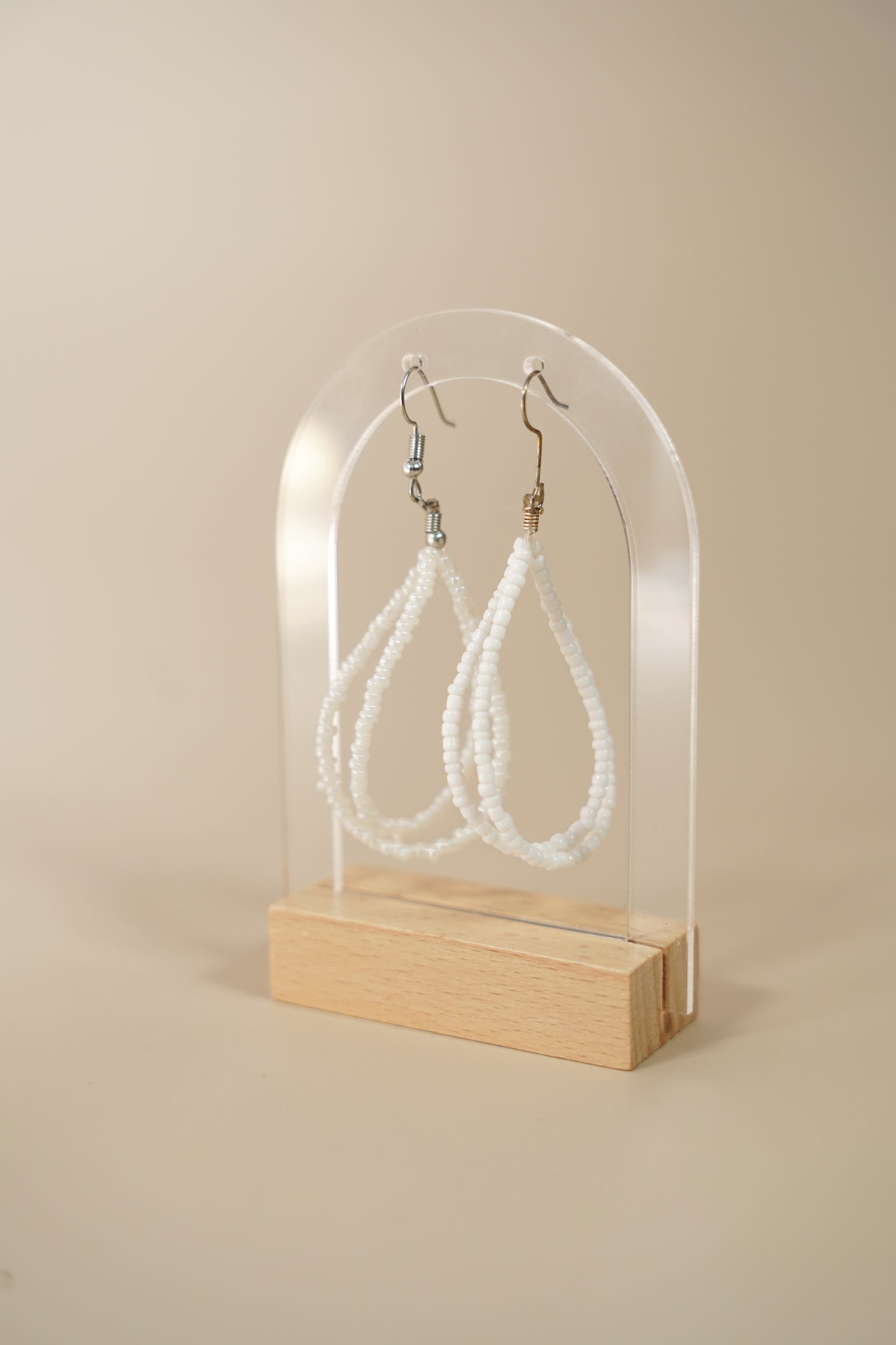 Pure White Beaded - Ear Rings