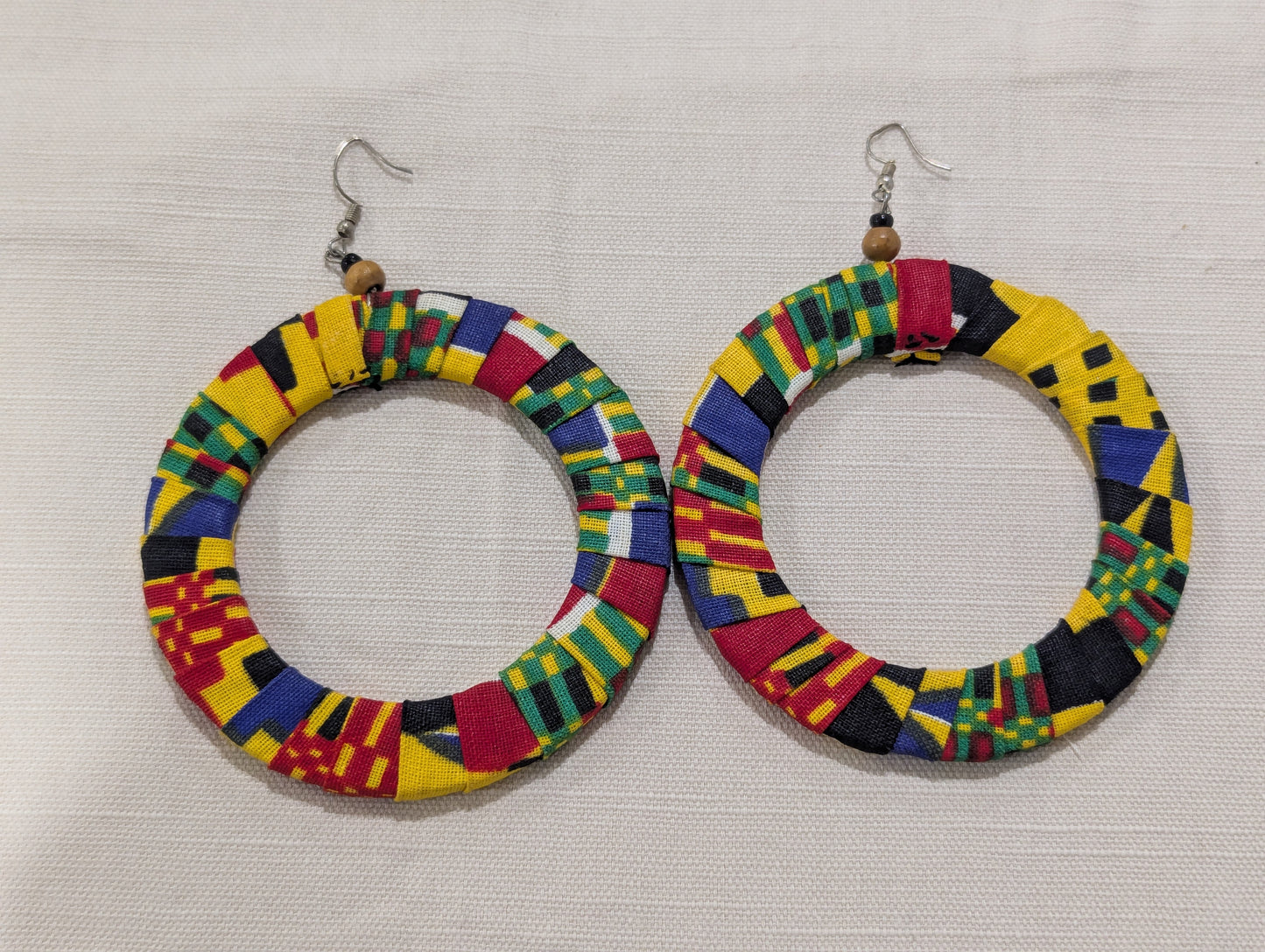 Big Hoop Earrings - Yellow Green Red