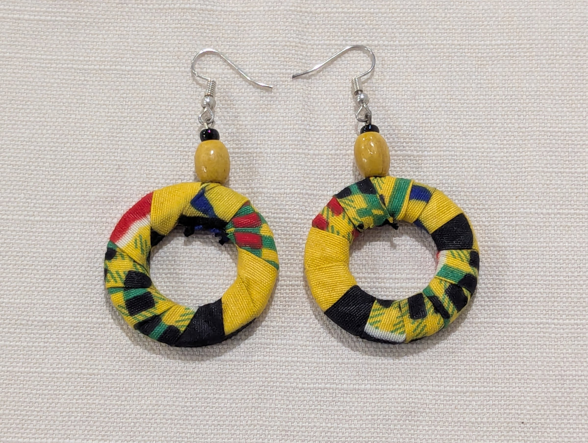 Small Hoop Earrings - Yellow Green and Black