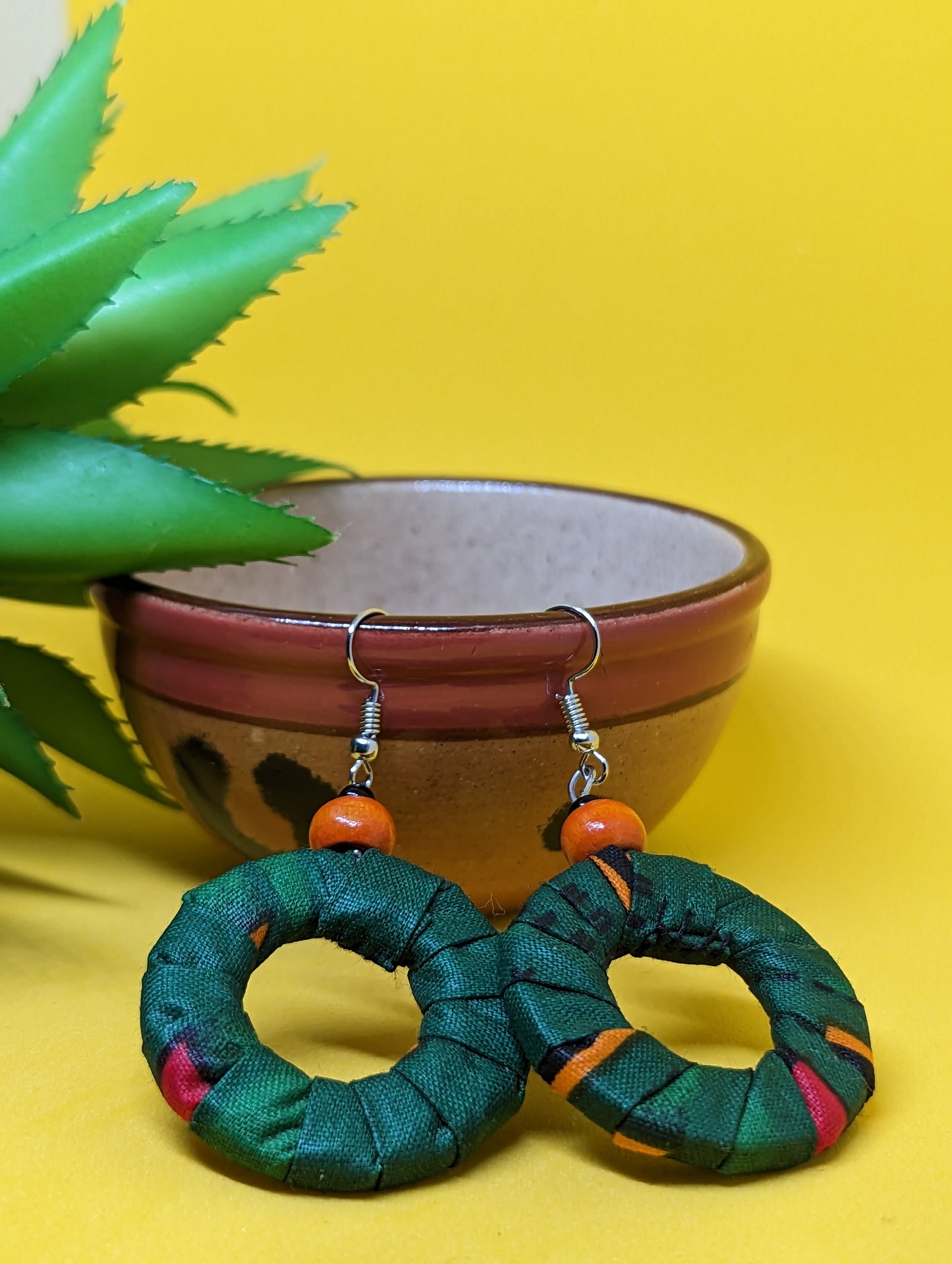 Zambian Flag Themed Earrings - Green