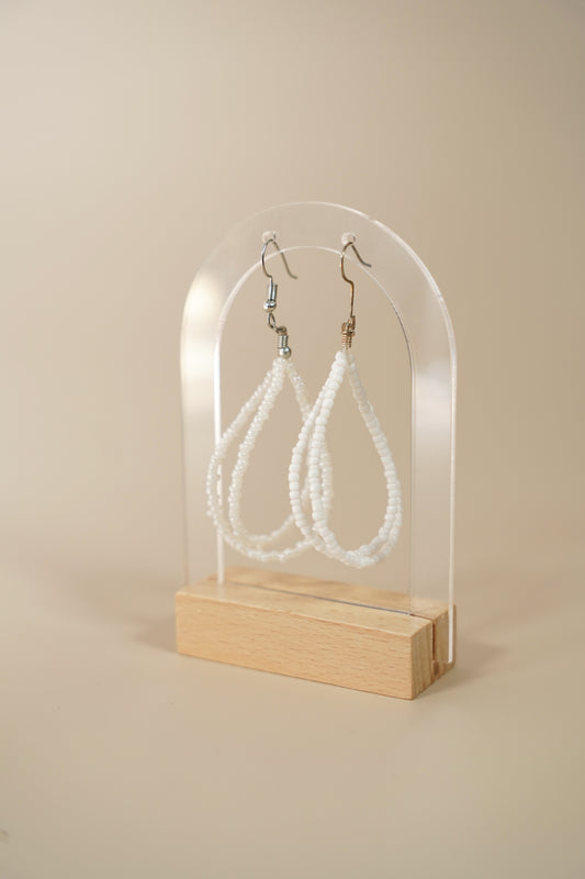Pure White Beaded - Ear Rings