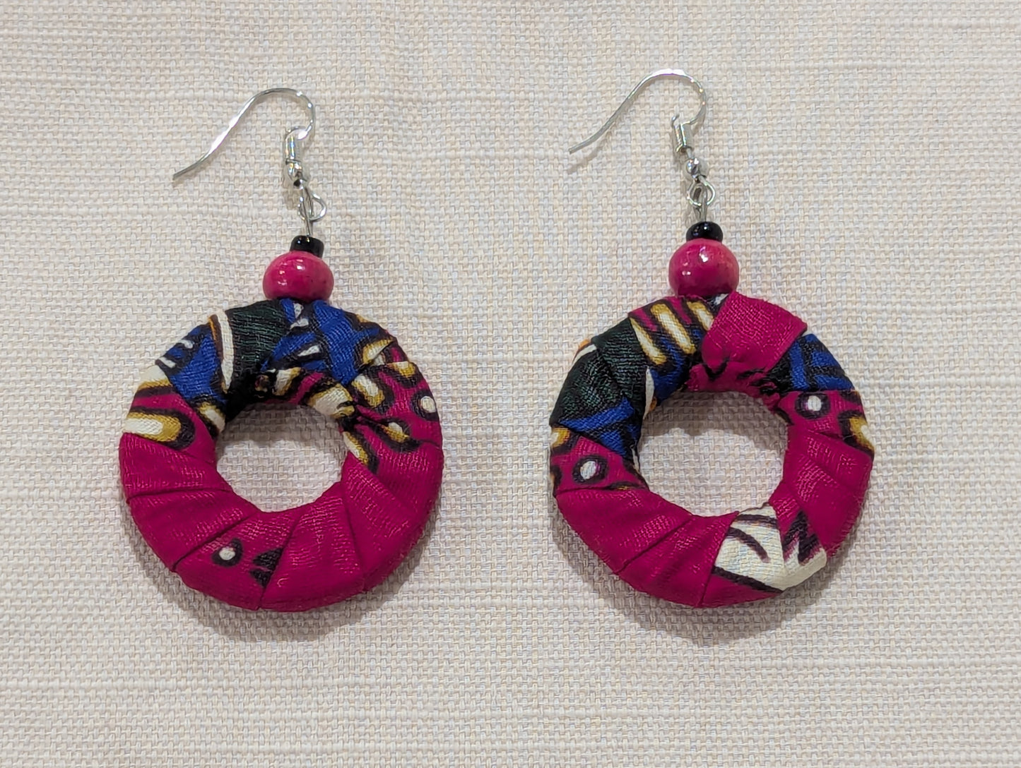 Small Hoop Earrings - Hot Pink and Blue