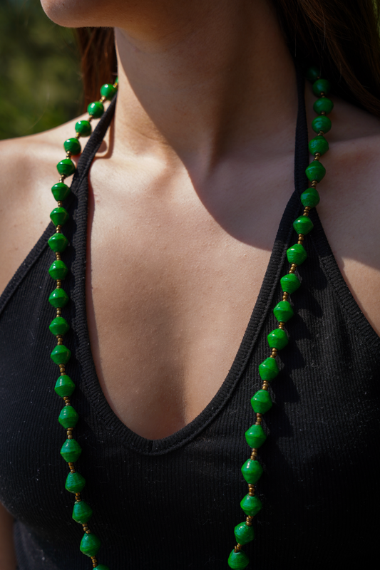 Mwadi - Green Recycled Paper Bead Necklace