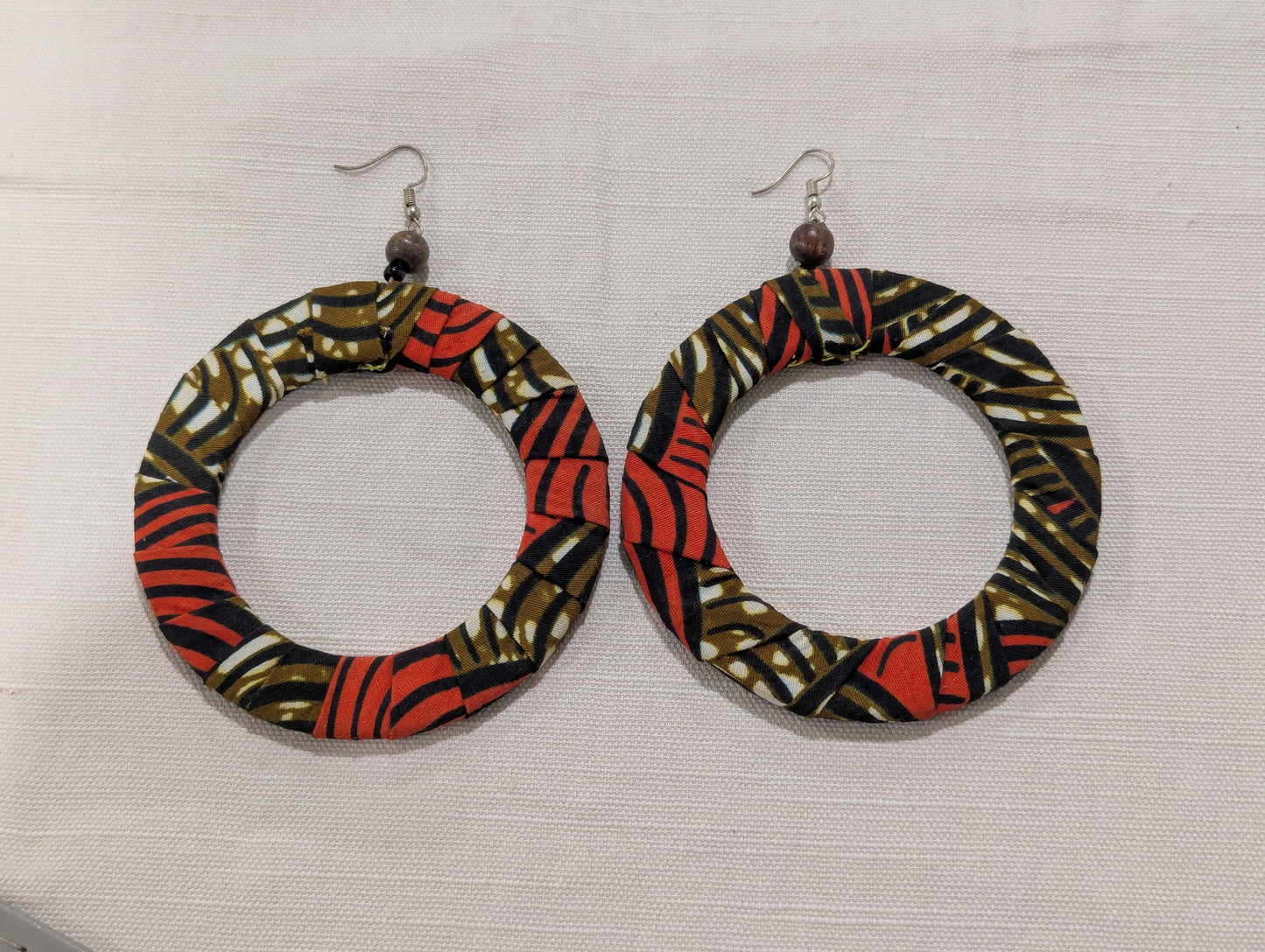 Big Hoop Earrings - Brown Orange