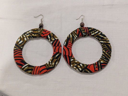 Big Hoop Earrings - Brown Orange