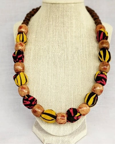 Mwadi Collection - Kwacha Yellow Pink & Brown Necklace