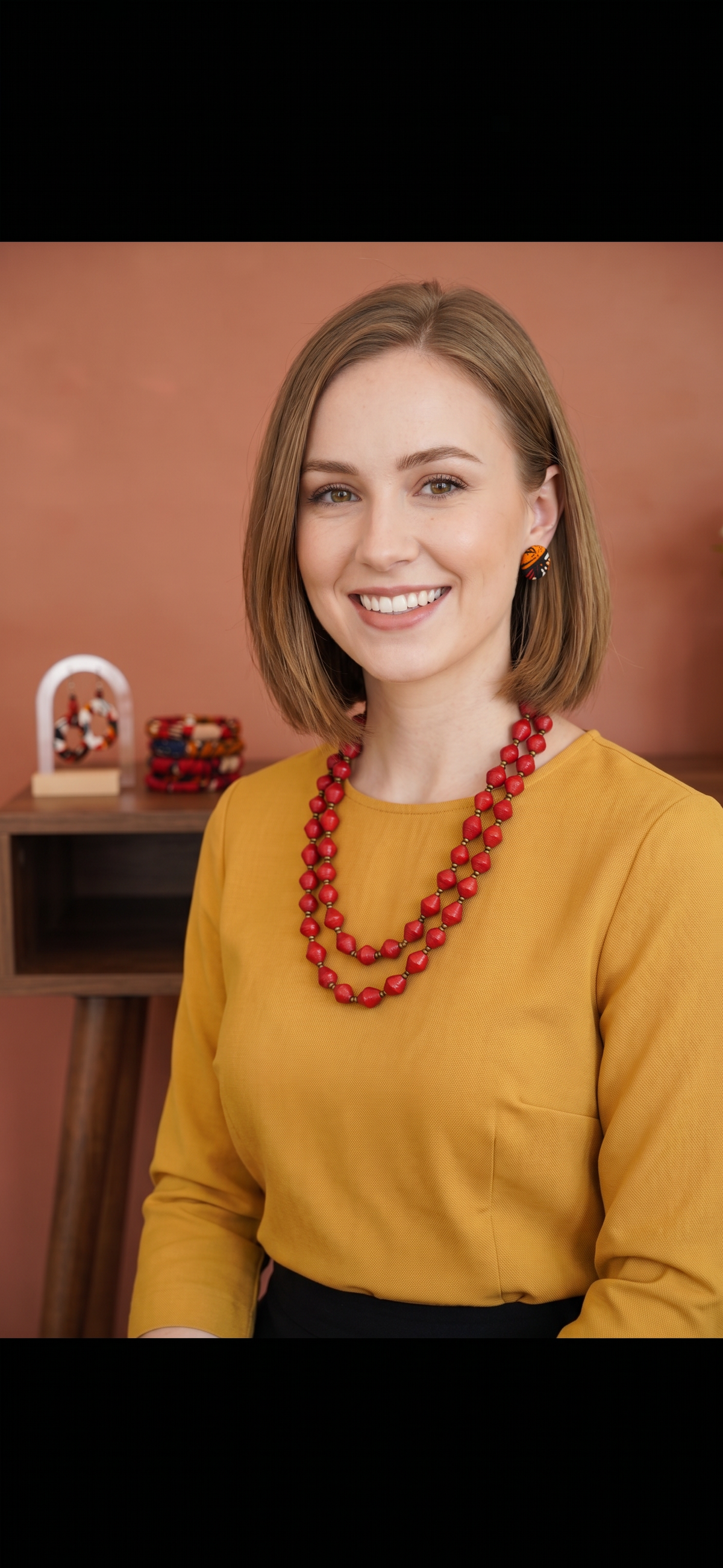 Mwadi - Red Recycled Paper Bead Necklace