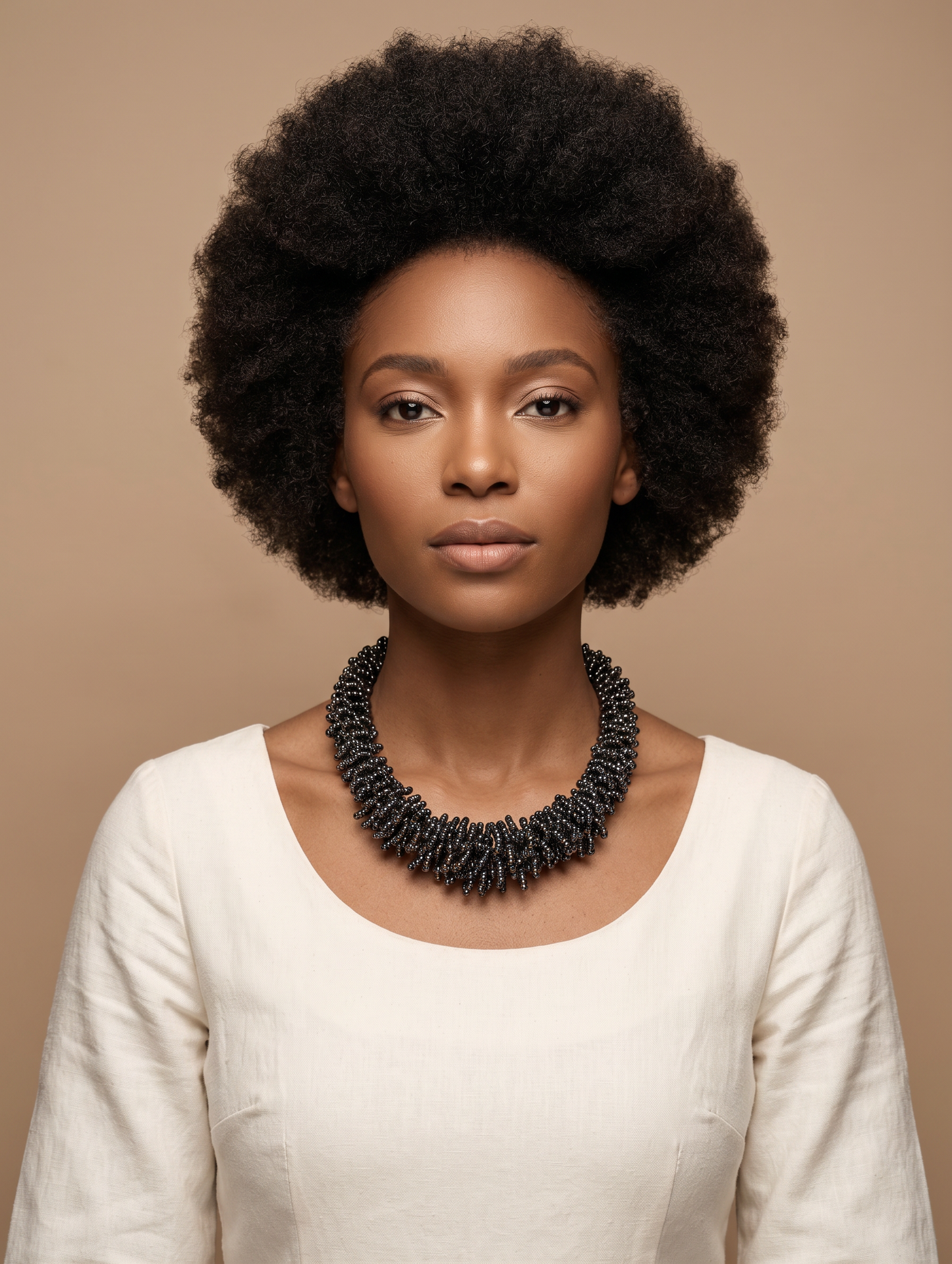 Intrinsic Beadwork Necklace - Navy Blue/ Grey